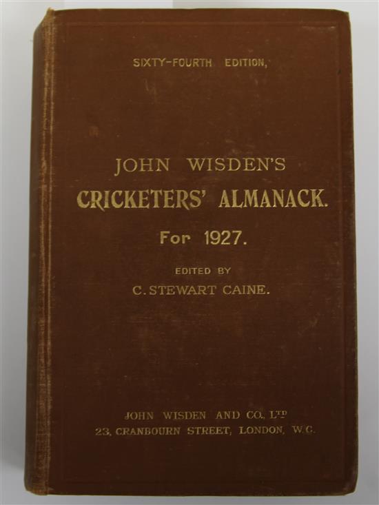 A Wisden Cricketers Almanack for 1927, original hardback binding